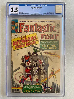 Buy Fantastic Four #26 CGC 2.5  1964 - Things Vs. Hulk, Avengers Appearance • 158.12£
