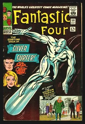Buy Marvel Comics FANTASTIC FOUR #50 3rd Silver Surfer 2nd Galactus FN- 5.5 • 237.14£