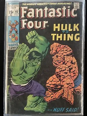 Buy Fantastic Four #112 (Marvel 1971) Key Issue Hulk Vs Thing! • 118.58£