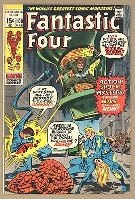 Buy Fantastic Four 108 FVF Buscema! LAST KIRBY ART BEFORE LEAVING MARVEL! 1971 U326 • 23.98£
