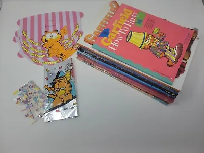 Buy Lot Of 8 Garfield Annuals, Book, And Vintage Party Supplies. Jim Davis. Lasagna. • 25.29£