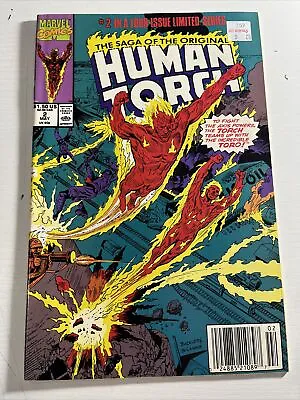 Buy 1990 Marvel Comic Saga Of The Original Human Torch #2 NEWSSTAND VF Sticker Cover • 4£