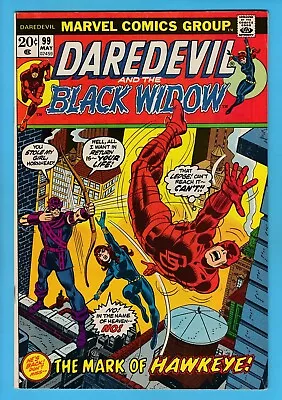 Buy Daredevil # 99 Vfn- (7/7.5) Black Widow - Hawkeye - Glossy Us Cents Marvel- 1973 • 10.50£