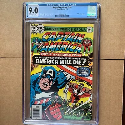 Buy Captain America #200, Cgc 9.0 W-ow Pages, Newsstand, 1976 Jack Kirby Cover/art! • 79.18£