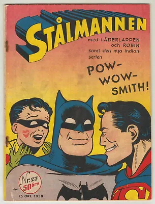 Buy SUPERMAN #23 Swedish Golden Age Comic! Batman Robin Cover! DC COMICS 1950 (1 • 79.55£