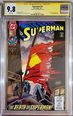 Buy Superman 75 CGC SS 9.8 Auto Signed Dan Jurgens 1st Print Doomsday Death 1993 • 239.85£