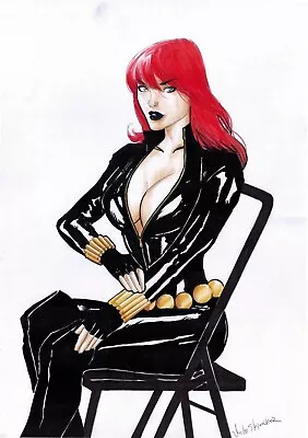 Buy Black Widow 12x17 Original Art Drawing Pinup Page Commission Sketch Marvel Comic • 139.41£