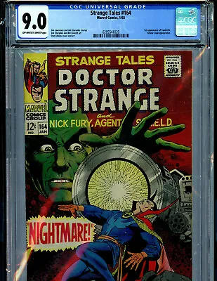 Buy Strange Tales #164 CGC 9.0 1968 Marvel  1st Yandroth Amricons E2 • 315.96£