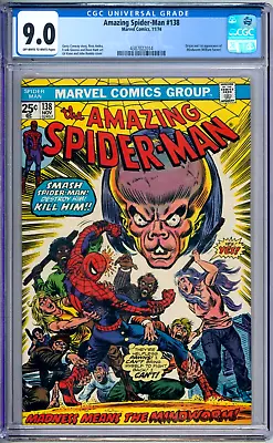 Buy Amazing Spider-Man 138 CGC Graded 9.0 VF/NM Marvel Comics 1974 • 80.39£