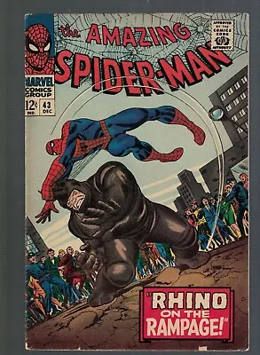 Buy Marvel Comics Amazing Spiderman 43 Mary Jane Rhino 1966 FN/VFN 7.0 Avengers • 379.99£