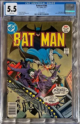 Buy Batman #286 CGC 5.5 White Pages Jim Aparo Cover Joker 1977 Newsstand • 78.20£