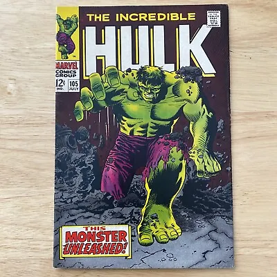 Buy Incredible Hulk #105 1968 Marvel 1st App Of The Missing Link  • 281.09£