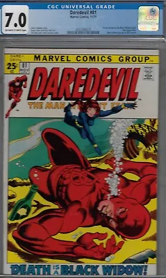 Buy Daredevil #81- Cgc 7.0 F/vf  Marvel Comic-1971  Black Widow Story • 117.95£