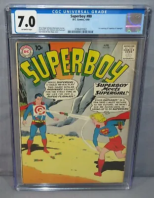 Buy SUPERBOY #80 (1st Meeting W/ Supergirl) CGC 7.0 FN/VF DC Comics 1960 • 317.19£