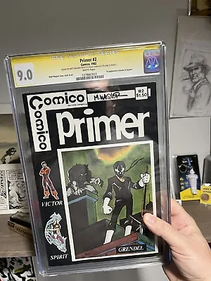 Buy PRIMER #2 CGC 9.0 SS WHITE PAGES 1982 1ST GRENDEL Signed By Matt Wagner • 677.16£