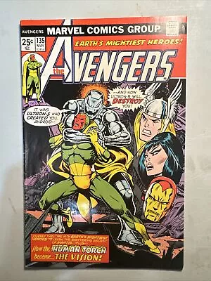 Buy Avengers #135 1975 Marvel Key Issue Origin Of Vision 8.0-8.5 • 11.84£