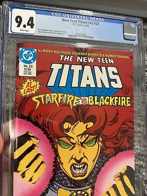 Buy NEW TEEN TITANS NEW TITANS V2 #23 DC COMICS 1986 Starfire Vs Blackfire CGC 9.4 • 106.73£