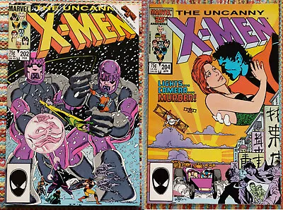 Buy Lot Of 2: Uncanny X-Men #202 & #204 (1985) Marvel Comics (Rachel Vs Beyonder) • 3.20£