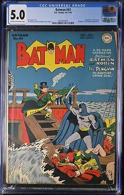 Buy Batman #43 CGC VG/FN 5.0 Penguin Cover And Story! DC Comics 1947 • 964.33£