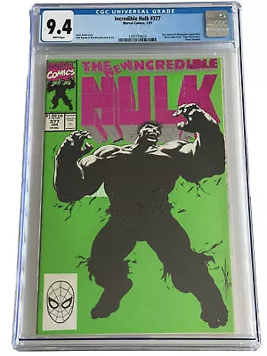 Buy Incredible Hulk #377 (1991) CGC 9.4 White Pages 1st App. Professor Hulk • 39.72£