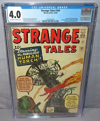 Buy STRANGE TALES #101 (Human Torch Stories Begin) CGC 4.0 VG Marvel Comics 1962 • 255.84£
