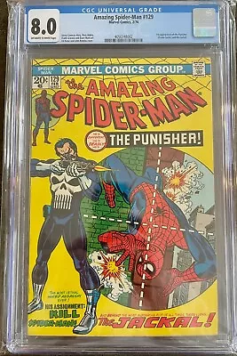 Buy Amazing Spider-man #129 (1974) Cgc 8.0 Ow / White Pages  1st Punisher! • 1,659.49£