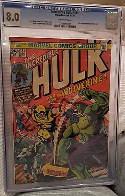 Buy Incredible Hulk #181 Cgc 8.0 Universal Grade Vf 1974 1st App Wolverine Key Issue • 8,299£