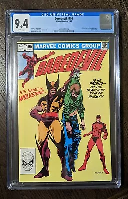 Buy Daredevil #196, CGC 9.4, Wolverine, Bullseye, Kingpin App, Larry Hama, 1983 WP • 75.99£