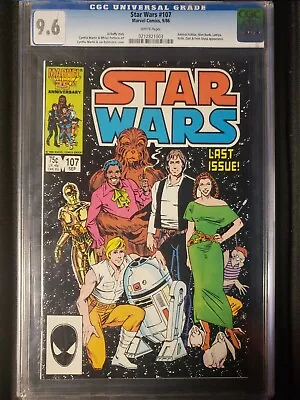 Buy Star Wars #107 (1986) 9.6 CGC, Admiral Ackbar, Nien Nunb Appearance, Last Issue! • 356.66£