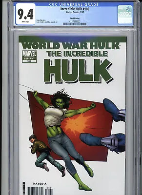 Buy Incredible Hulk #106 (2007) Marvel CGC 9.4 White Third Printing • 17.59£