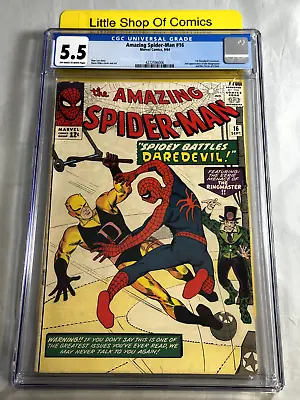 Buy AMAZING SPIDER-MAN (1963) #16 CGC 5.5 1st Daredevil Crossover • 630.74£