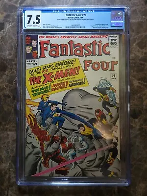 Buy Fantastic Four #28 CGC 7.5 VF- 1964 Stan Lee Jack Kirby X-men Cross-over • 591.26£