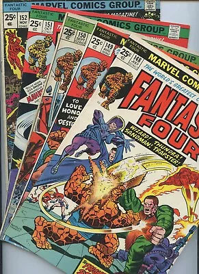 Buy Fantastic Four #148-152 1974 (148, 149, 151 7.0)(150 3.0, 152 2.0)(5 Book Set) • 8£