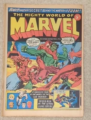 Buy MIGHTY WORLD OF MARVEL # 18 3 Feb 1973 Hulk, Spider-Man, Fan Four VG/Fine UK • 5£