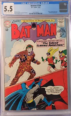 Buy 1963 Batman 159 CGC 5.5 Clayface Joker Cover. Robin Batgirl Batwoman • 177.82£