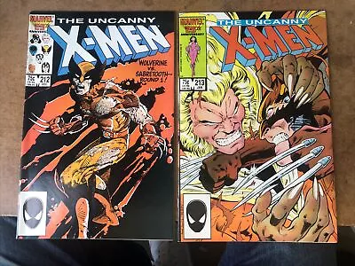 Buy Uncanny X-Men #212 & 213. 1986/87. Wolverine Vs Sabretooth • 20£