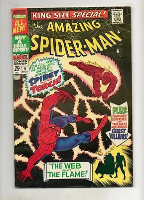 Buy Amazing Spider-Man Annual #4 HUMAN TORCH V SPIDEY BATTLE ISS VF- 7.0 41 PGS 1967 • 60.04£