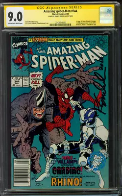 Buy Amazing Spider Man 344 CGC SS 9.0 Emberlin 2/1991 1st Carnage Newsstand Ed • 103.93£