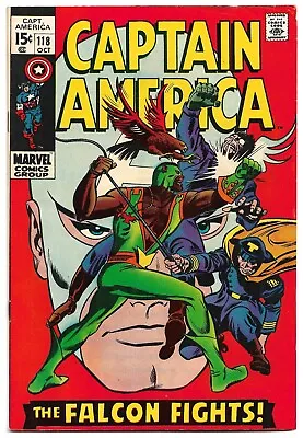 Buy 🔑Captain America #118 (Marvel 1969) * Very Fine * 2nd Falcon * Colan / Lee * 🔥 • 69.13£