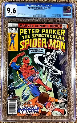 Buy Spectacular Spider-Man #22 CGC 9.6 1st Moon Knight & Spider-Man (Marvel, 1978) • 220.73£