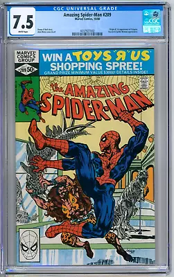 Buy Amazing Spider-Man 209 CGC Graded 7.5 VF- White Marvel Comics 1980 • 79.02£