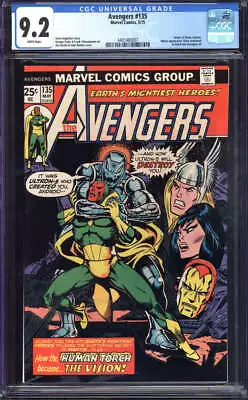 Buy Avengers #135 Cgc 9.2 White Pages // Origin Of Vision Marvel Comics 1975 • 110.51£
