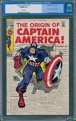 Buy Captain America #109 Cgc 9.0 Wp Origin Issue Classic Cover Avengers Marvel 1969 • 433.69£