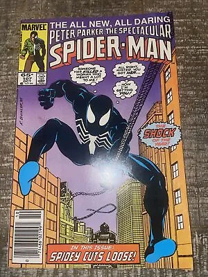 Buy PETER PARKER THE SPECTACULAR SPIDER-MAN #107 - MARVEL COMICS - 1985 Black Suit • 27.66£