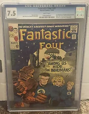 Buy Fantastic Four #45 Cgc 7.5 White 1st App Lockjaw & Inhumans • 551.85£