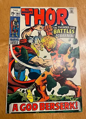 Buy Thor #166 Key Issue 2nd Full Warlock Battle Thor 1969 Kirby Stan Lee • 79.15£