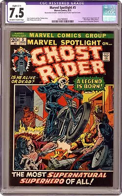 Buy Marvel Spotlight #5 CGC 7.5 RESTORED 1972 4347883001 1st And Origin Ghost Rider • 1,407.28£