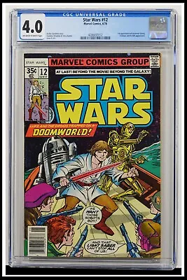 Buy Star Wars #12 CGC Graded 4.0 Marvel June 1978 1st Printing  Comic Book. • 72.05£