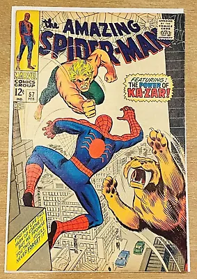 Buy AMAZING SPIDER-MAN #57 - 1st Meeting Of Ka-Zar And Spider-Man (Marvel) (1968) • 43.36£