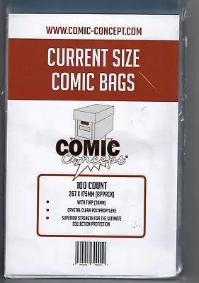 Buy 2 X 100 Current Size Comic Concept Comic Book Sleeves Bags • 13.49£